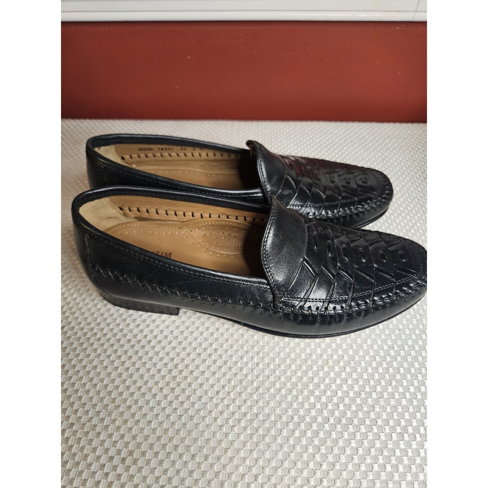 Florsheim Bridgeport Black Woven Leather Dress Loafers Slip-On Men's Size 8 D - Picture 4 of 8